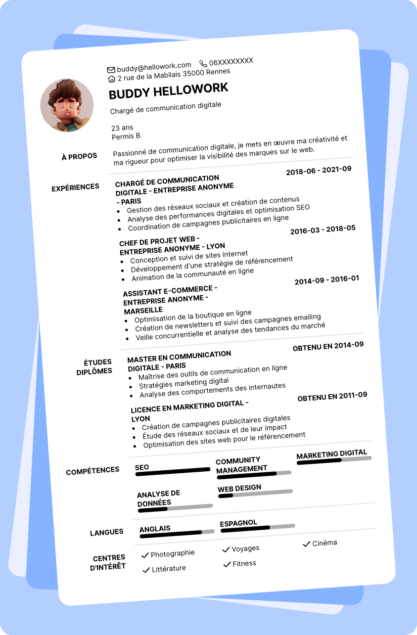 Exemple CV Communication digitale