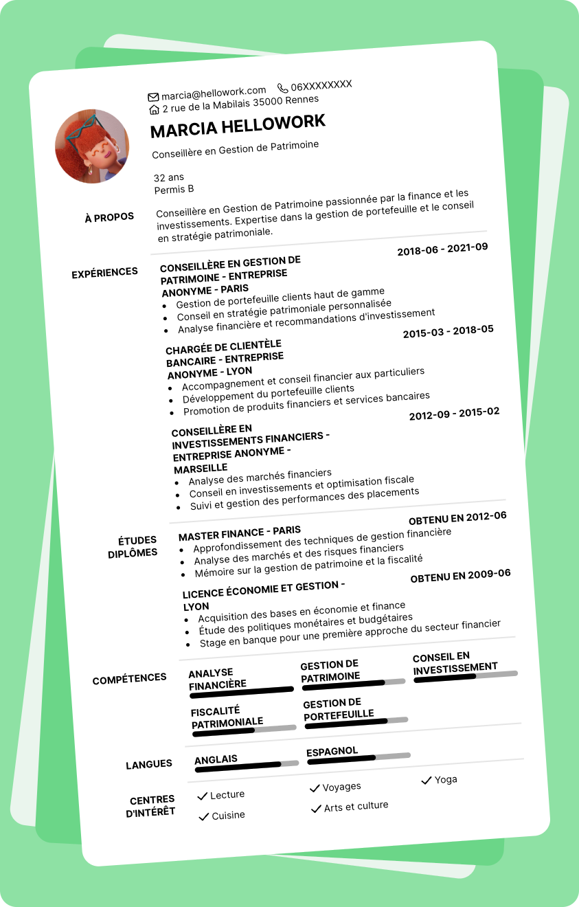 Modèle CV Conseiller Gestion De Patrimoine Exemple CV Conseiller Gestion De Patrimoine