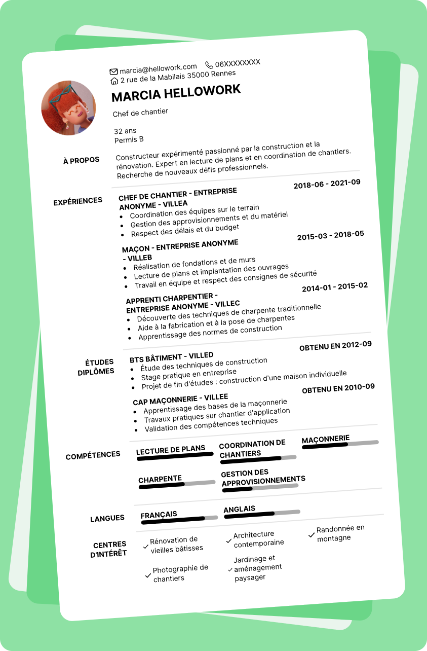 Exemple CV Constructeur