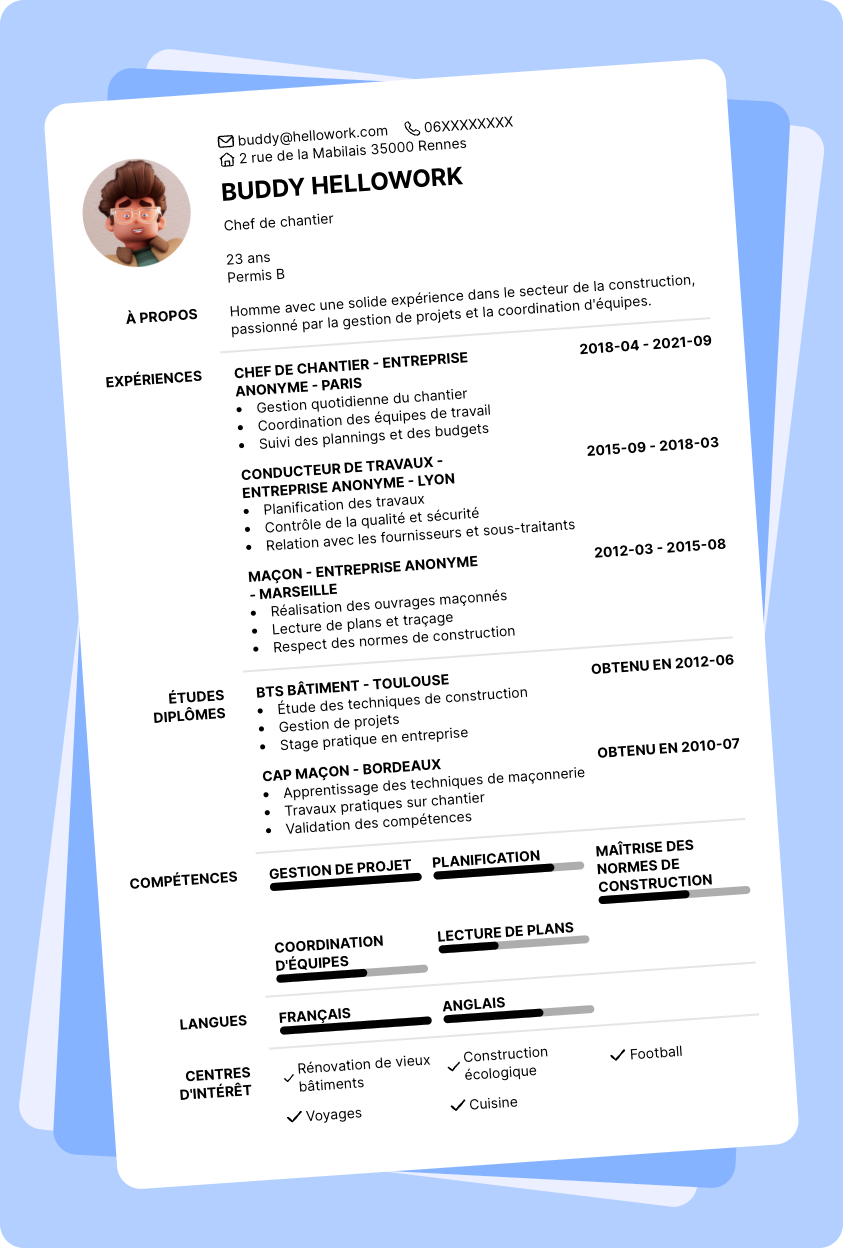 Exemple CV Construction