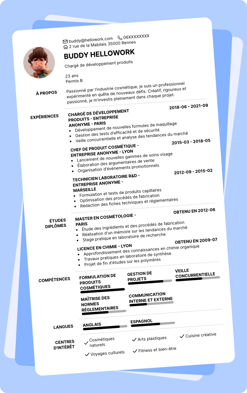 Exemple CV Cosmétique
