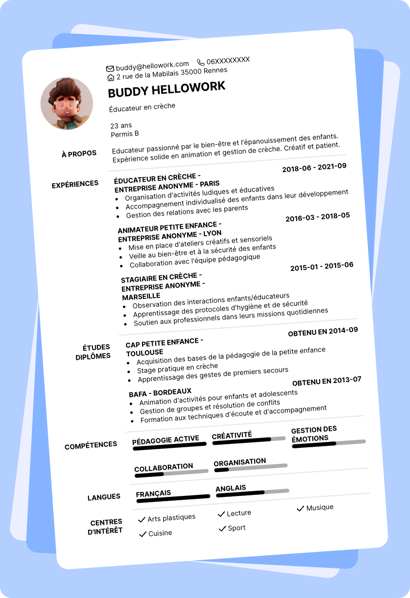 Exemple CV Creche