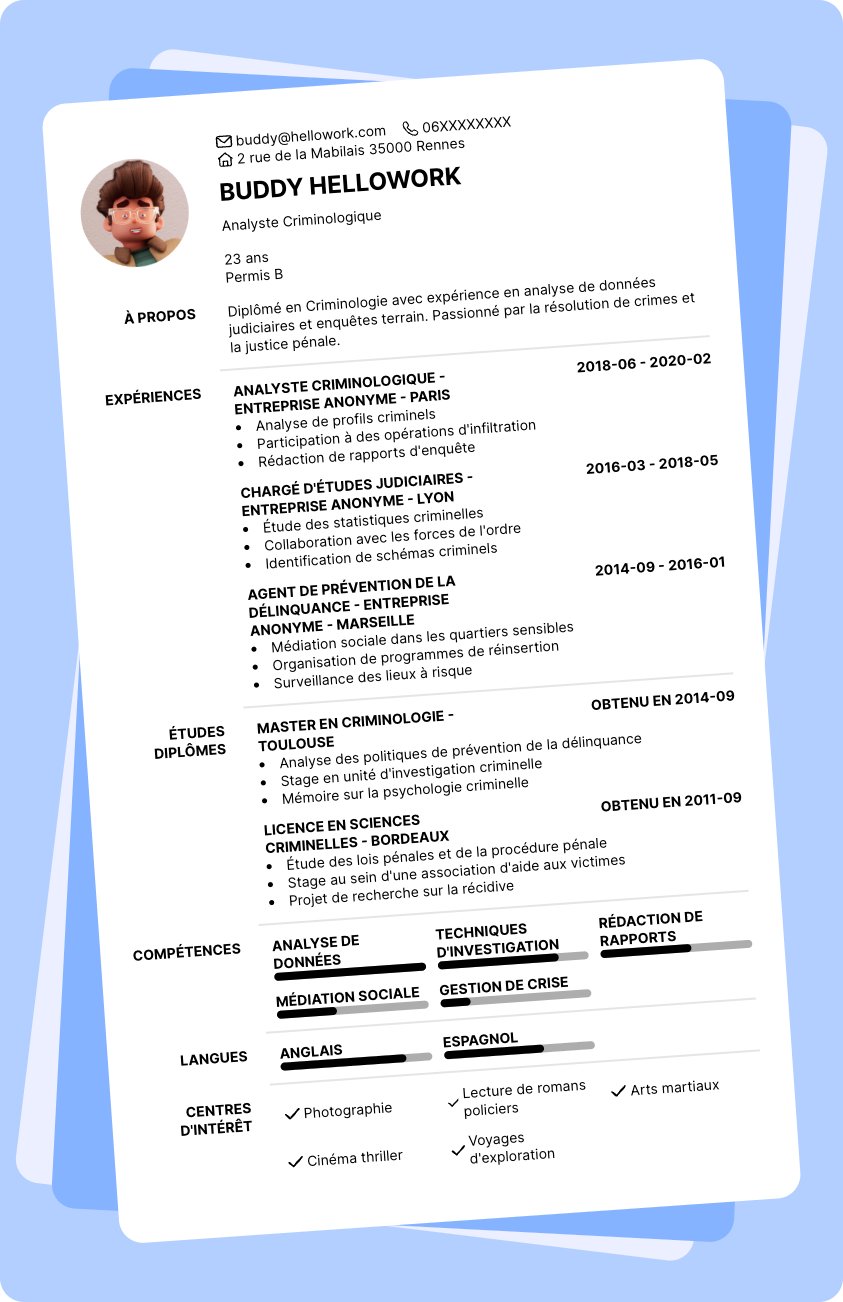 Modèle CV Criminologie Exemple CV Criminologie