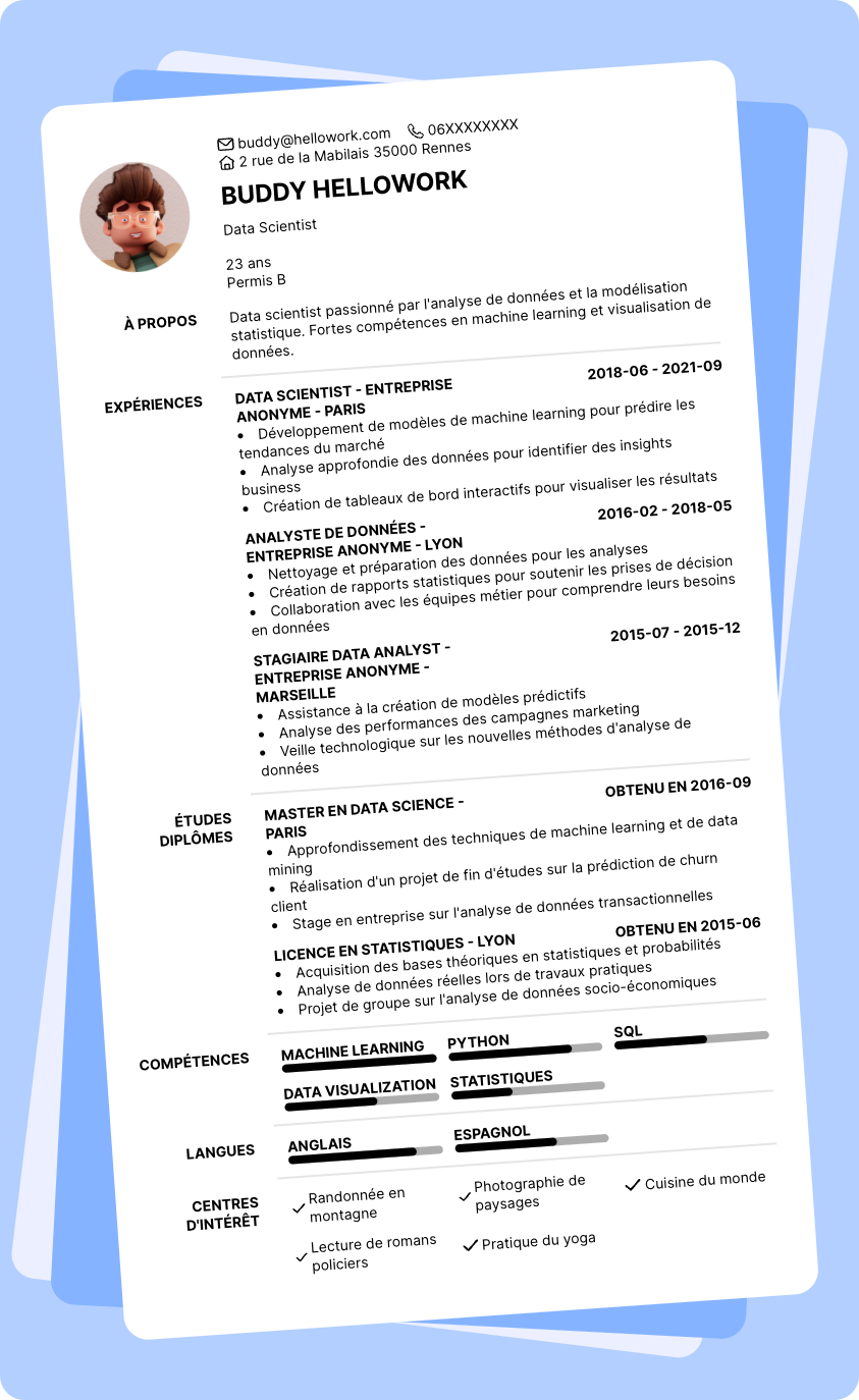 Exemple CV Data science