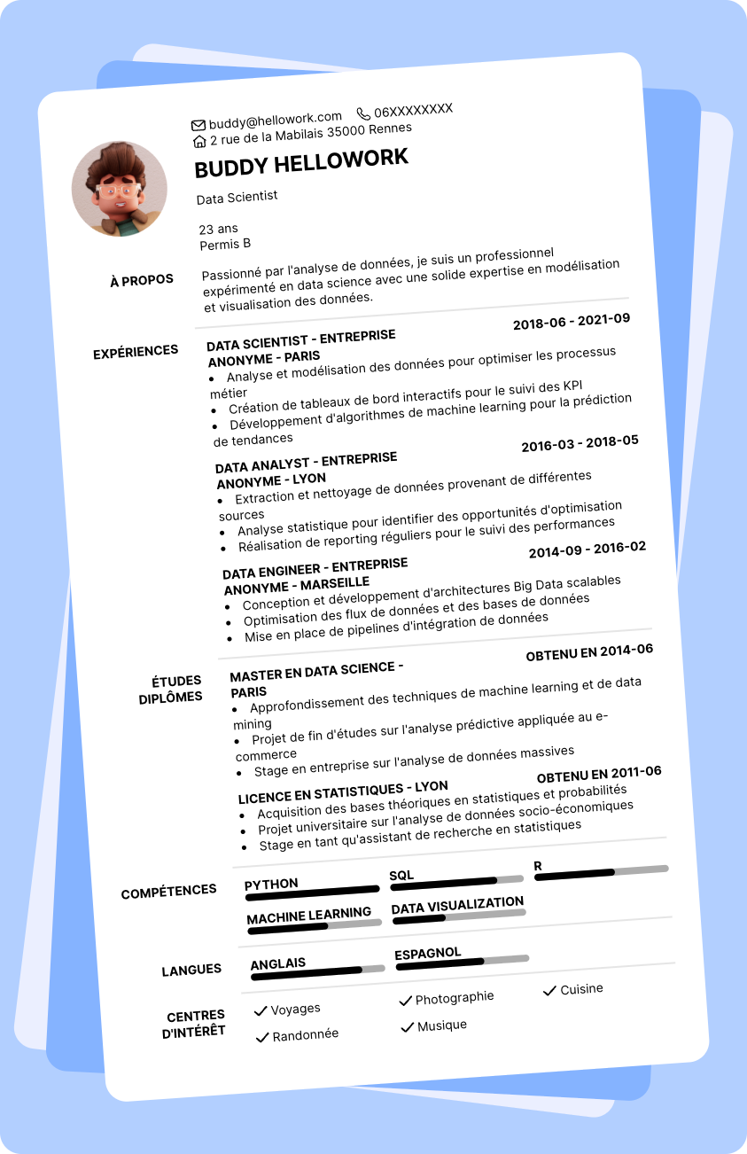 Modèle CV Data Exemple CV Data