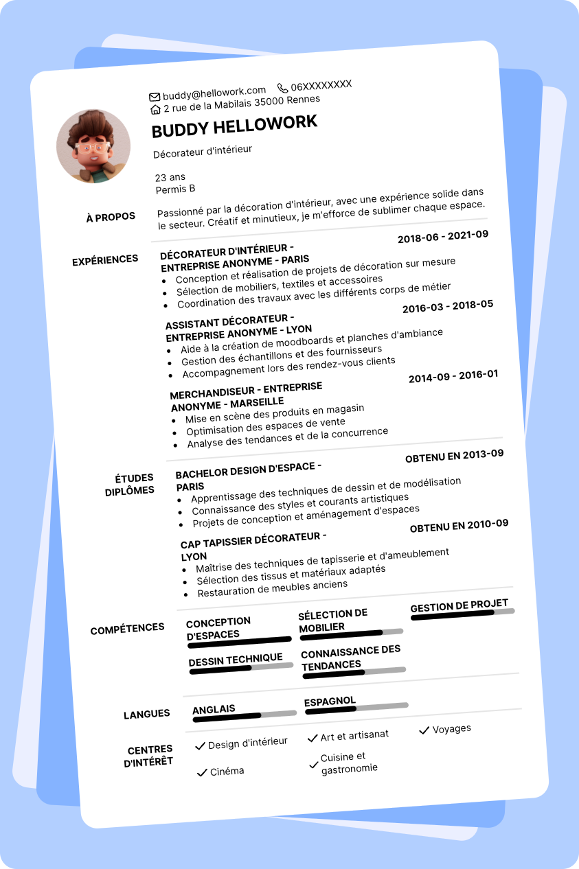 Modèle CV Decoration Exemple CV Decoration