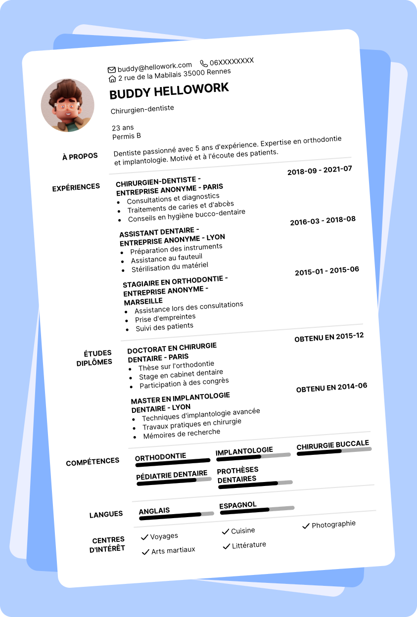 Exemple CV Dentaire