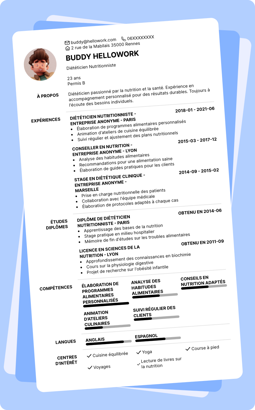 Exemple CV Diététique