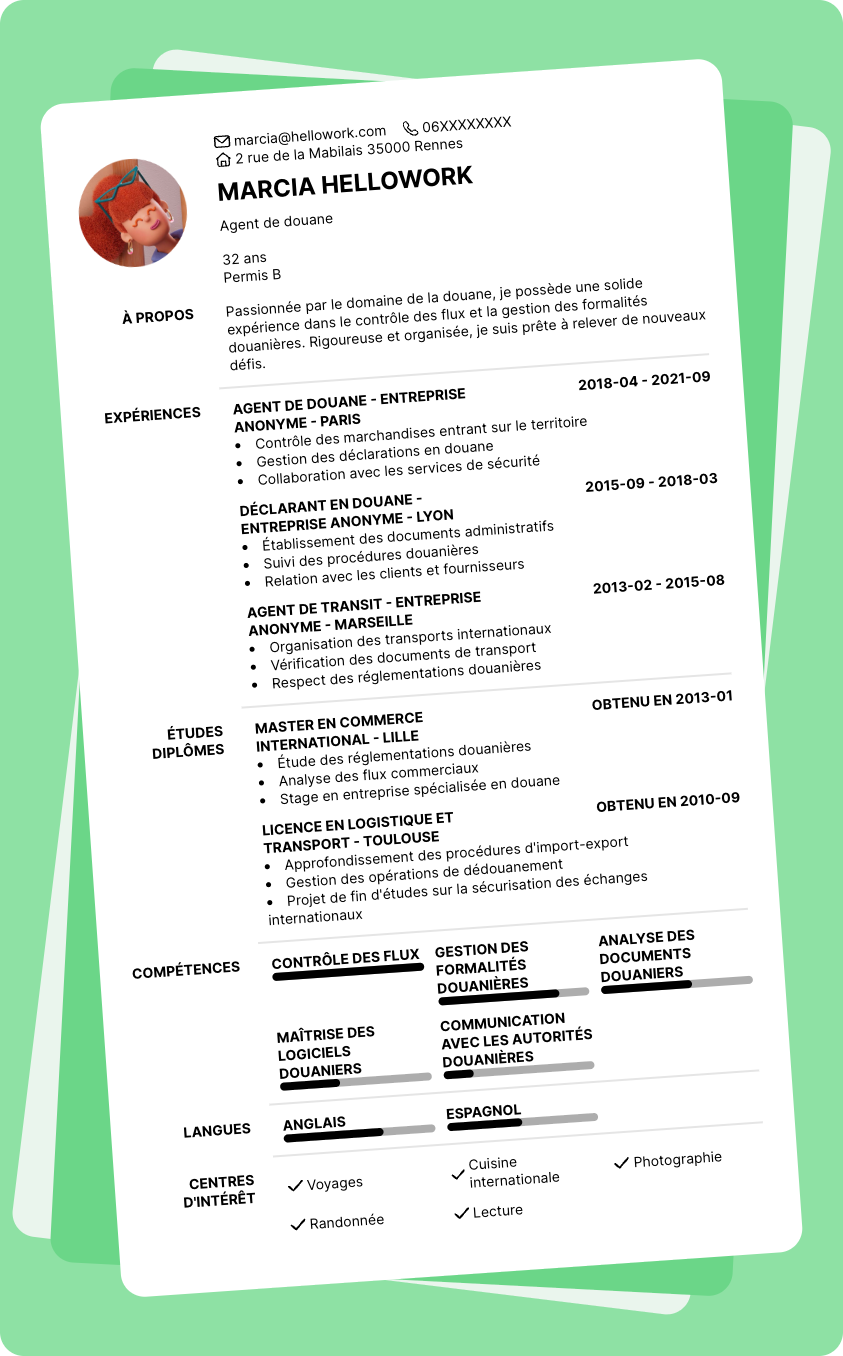 Exemple CV Douane