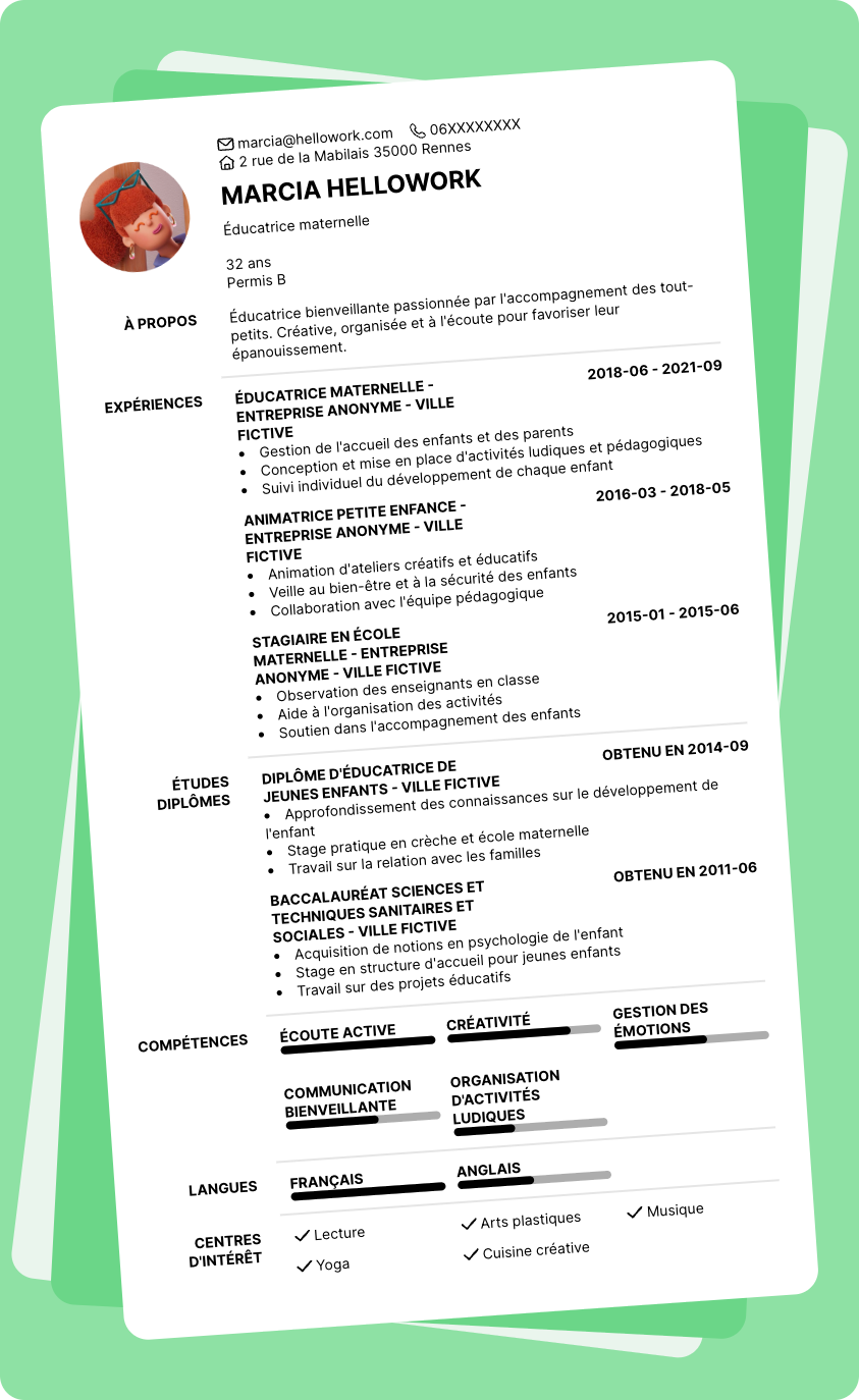 Exemple CV Ecole maternelle