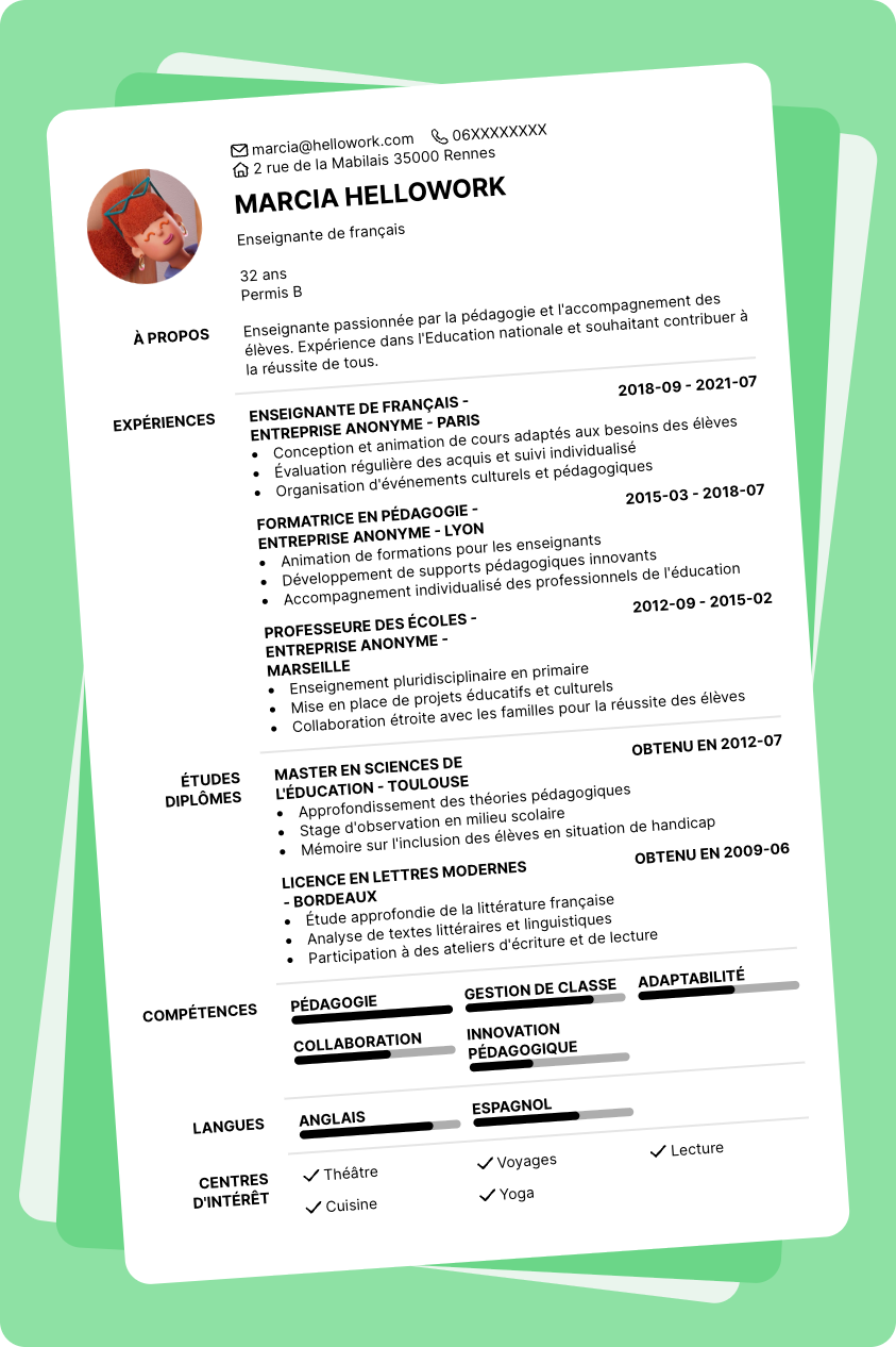 Exemple CV Education nationale