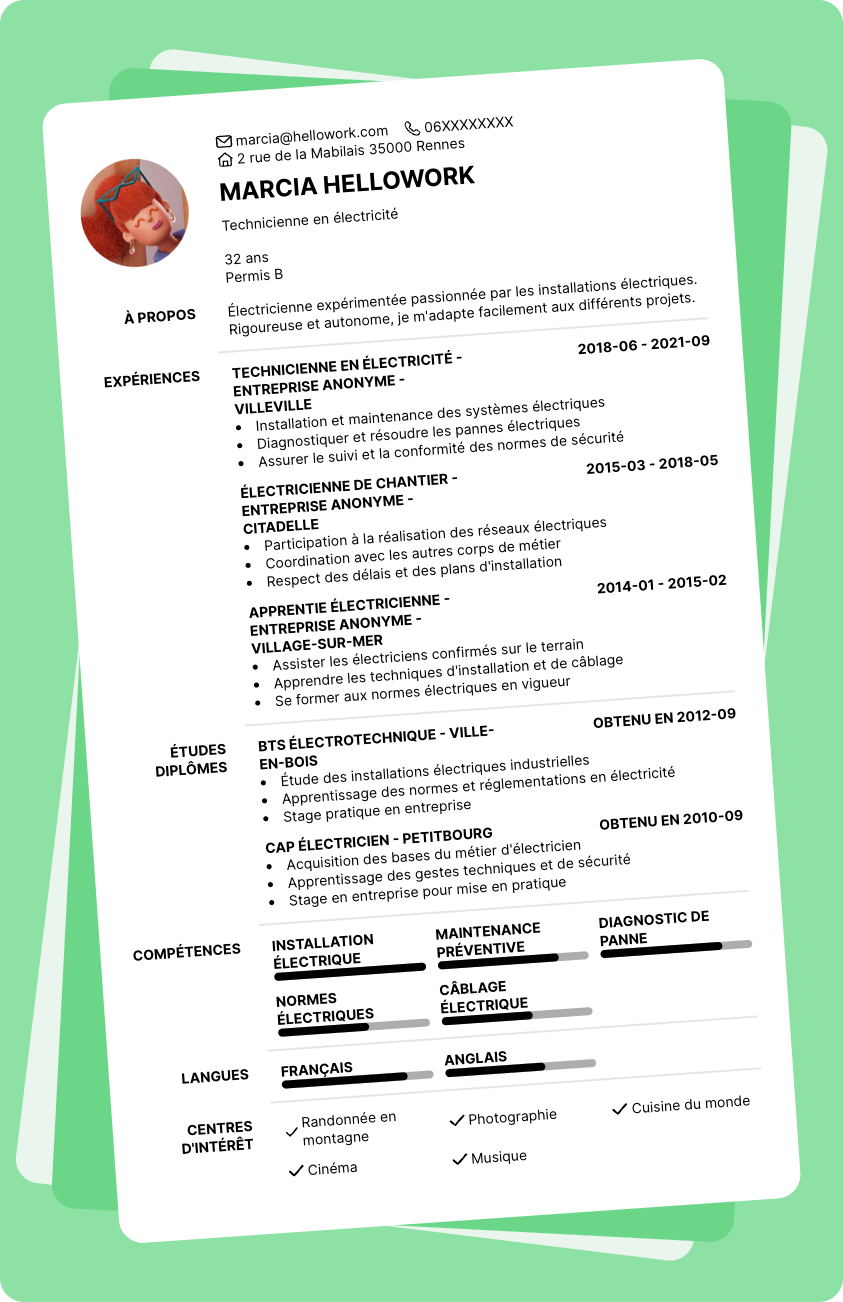 Exemple CV Électricité