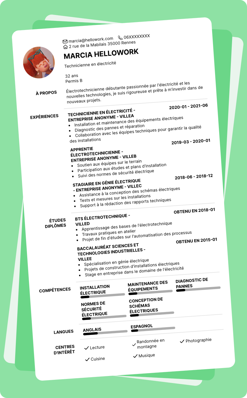 Modèle CV Electrotechnicien Debutant Exemple CV Electrotechnicien Debutant