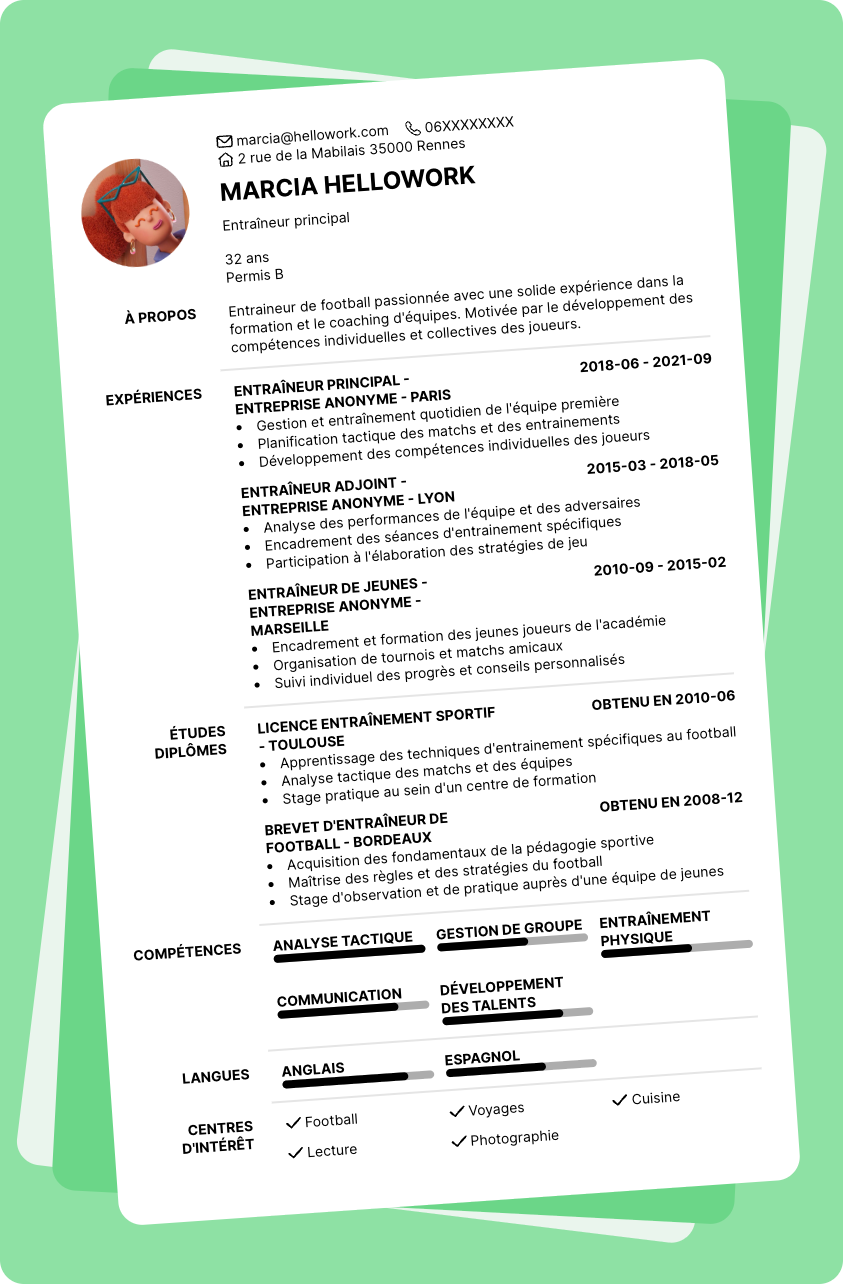 Exemple CV Entraineur Football