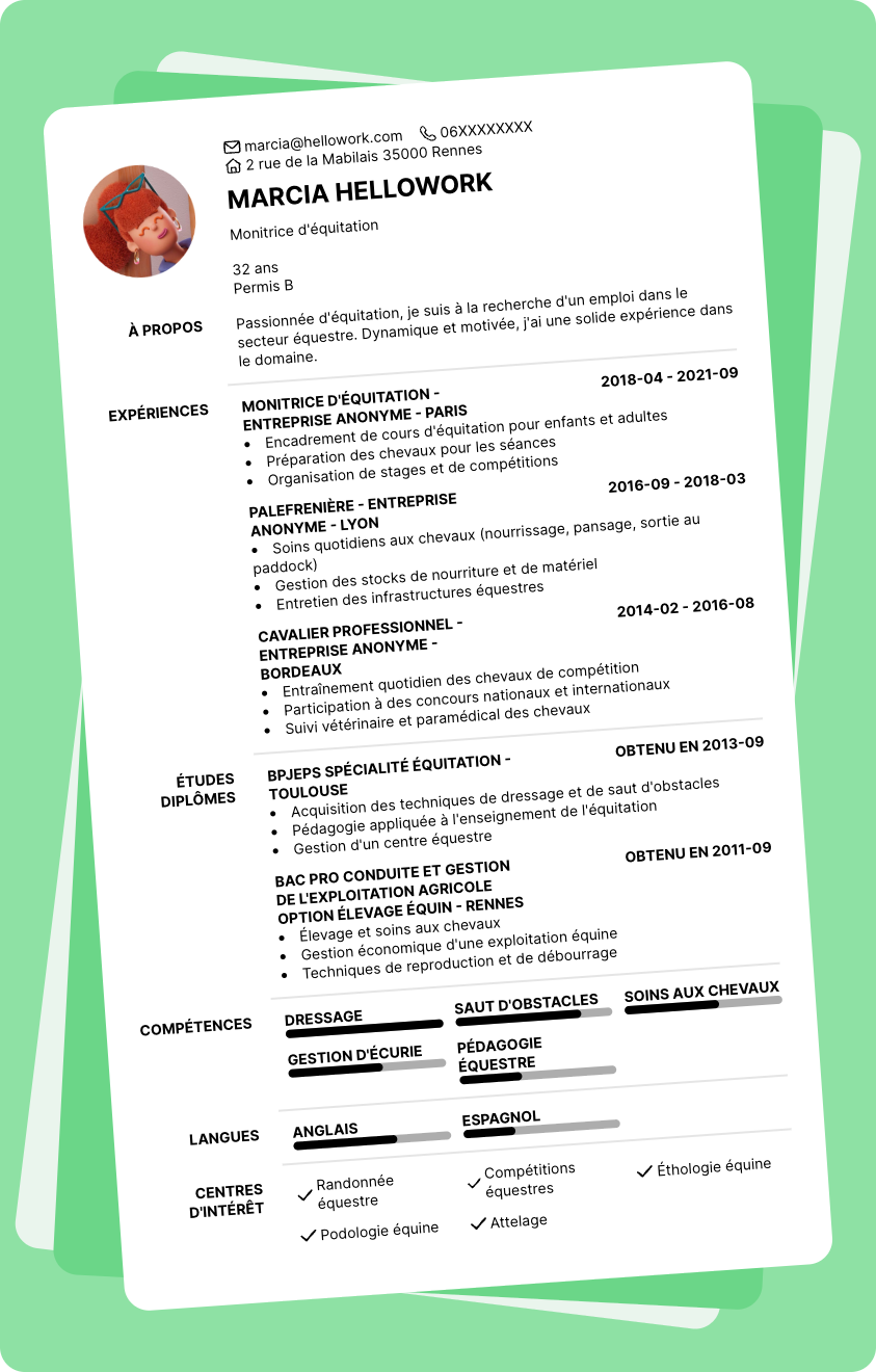 Exemple CV Equitation