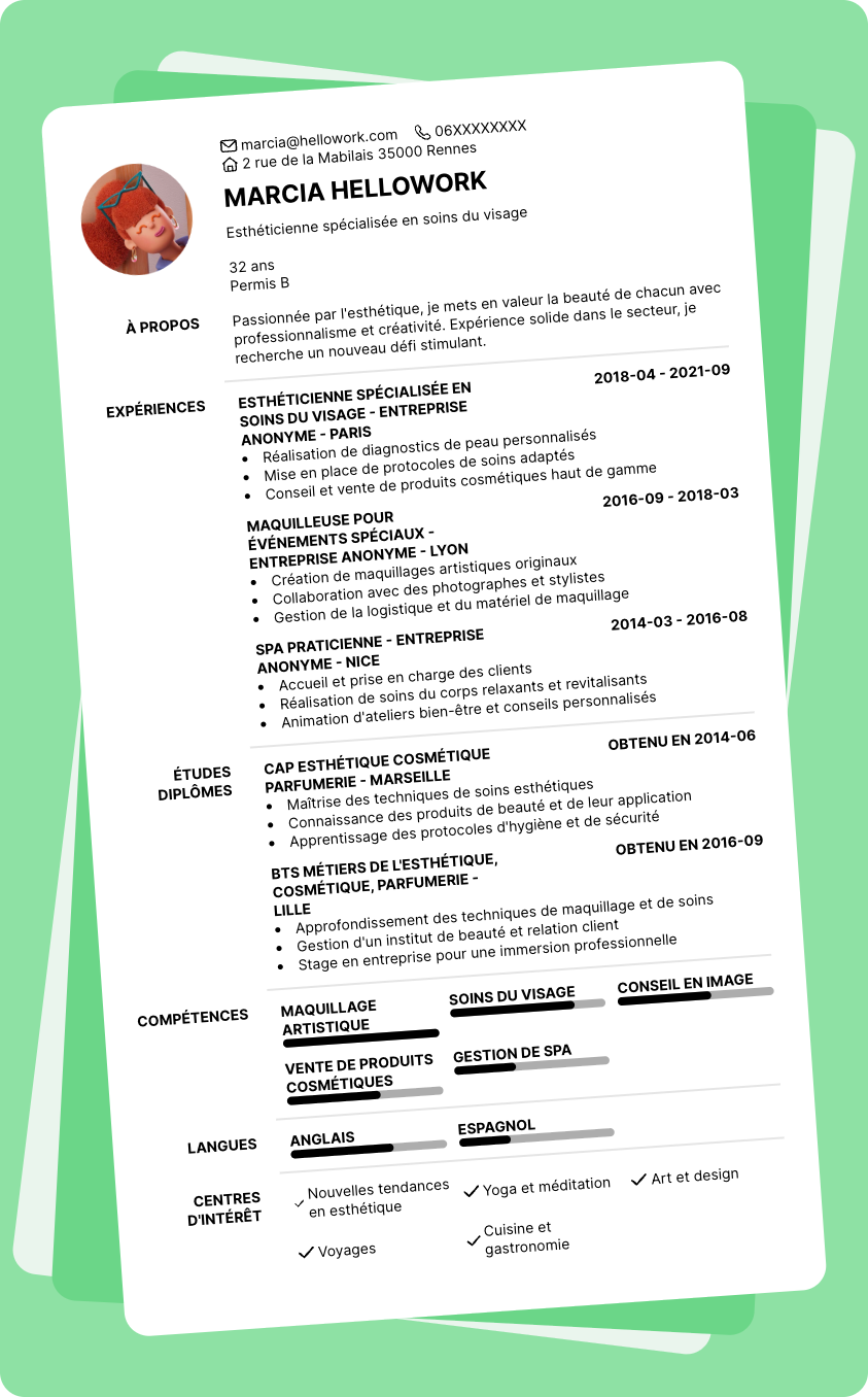 Exemple CV Esthetique