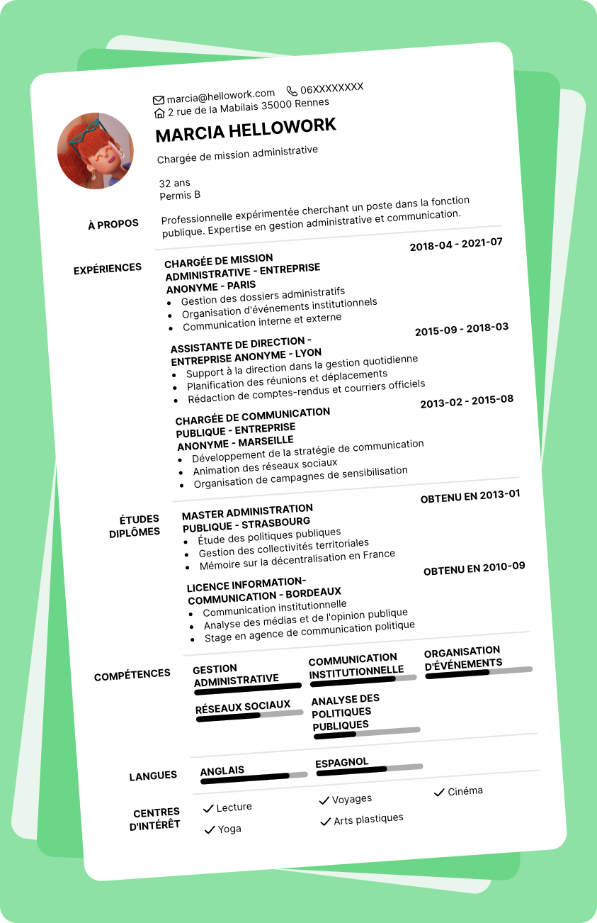 Exemple CV Fonction publique