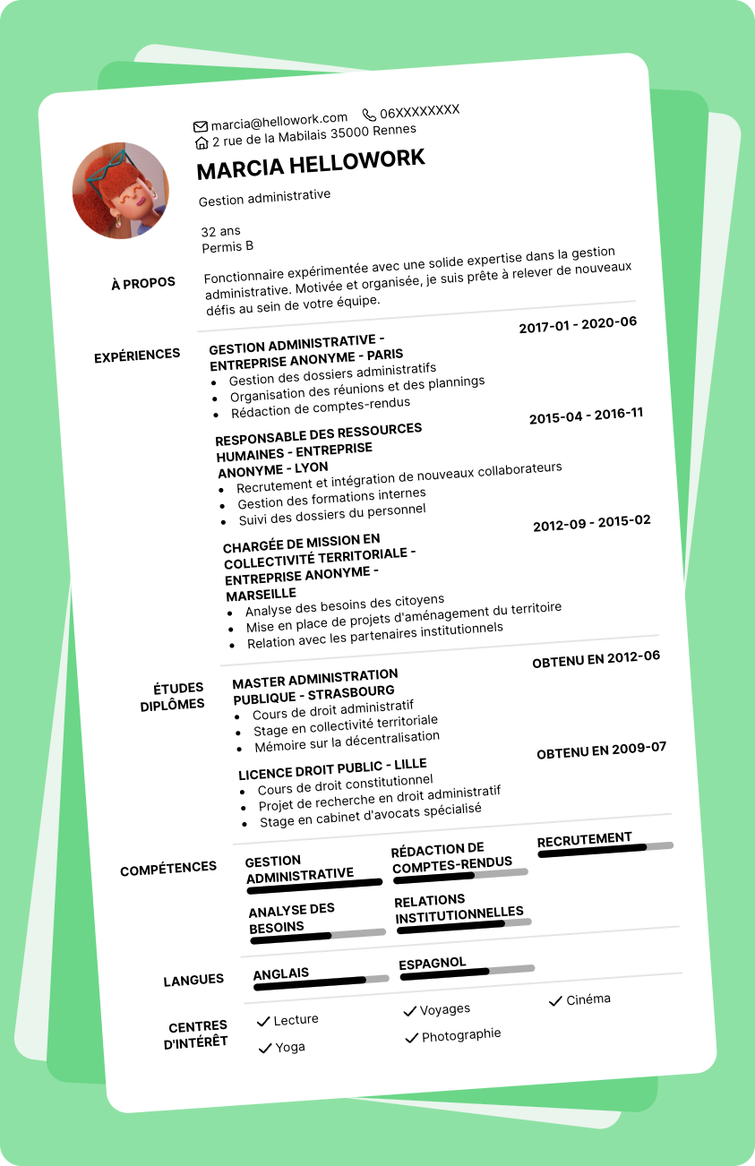 Exemple CV Fonctionnaire