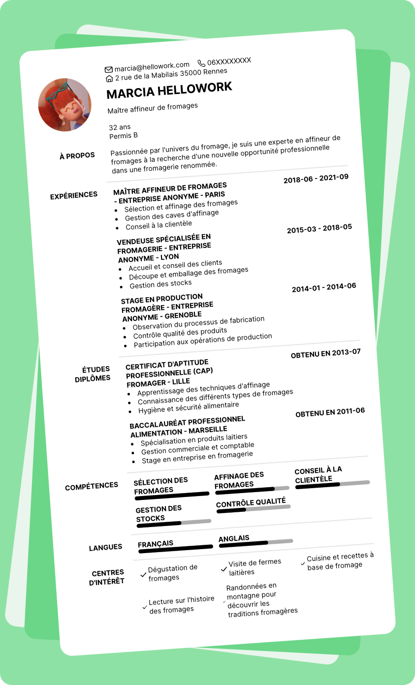 Modèle CV Fromagerie Exemple CV Fromagerie