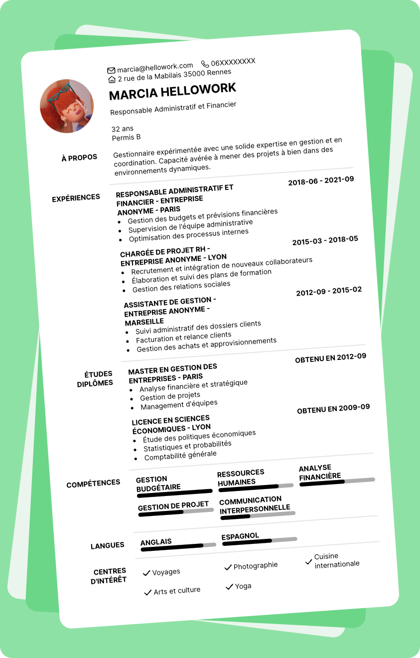 Modèle CV Gestionnaire Exemple CV Gestionnaire