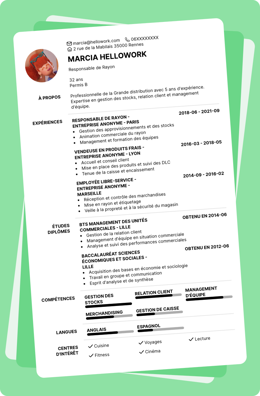 Exemple CV Grande distribution