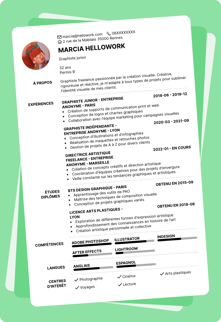 Exemple CV Graphiste freelance