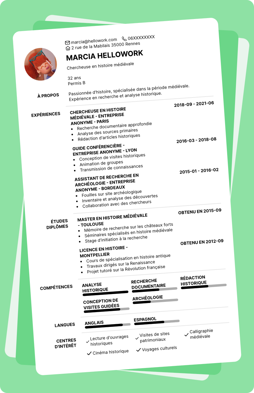 Exemple CV Histoire