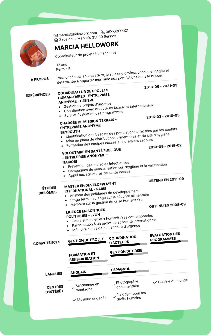Exemple CV Humanitaire