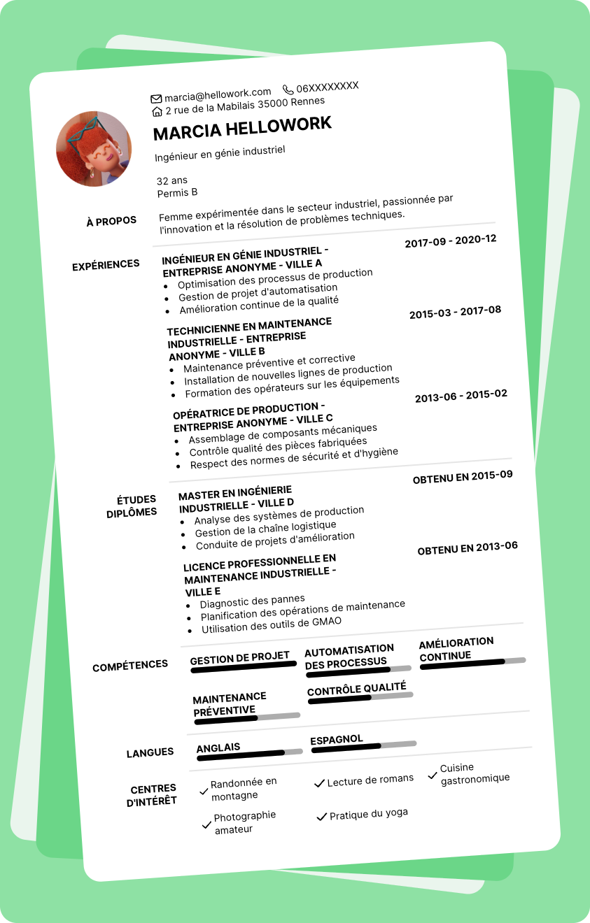 Exemple CV Industriel