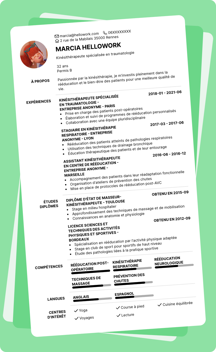 Exemple CV Kinesitherapie