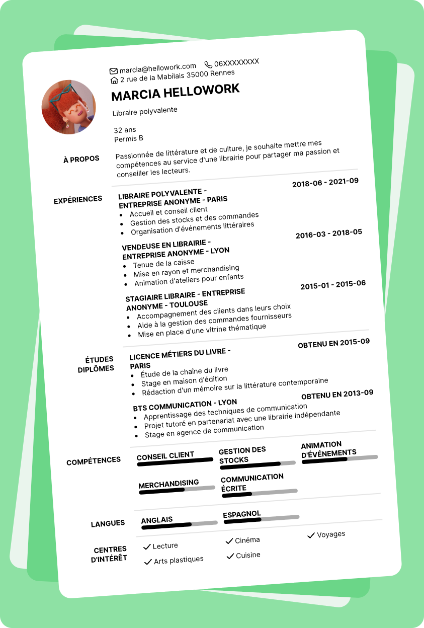 Exemple CV Librairie