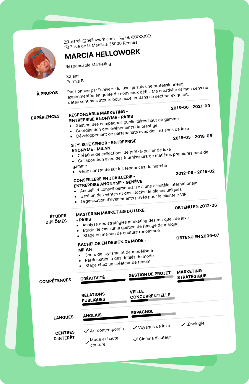 Exemple CV Luxe