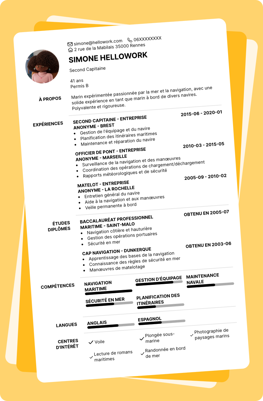Exemple CV Marin