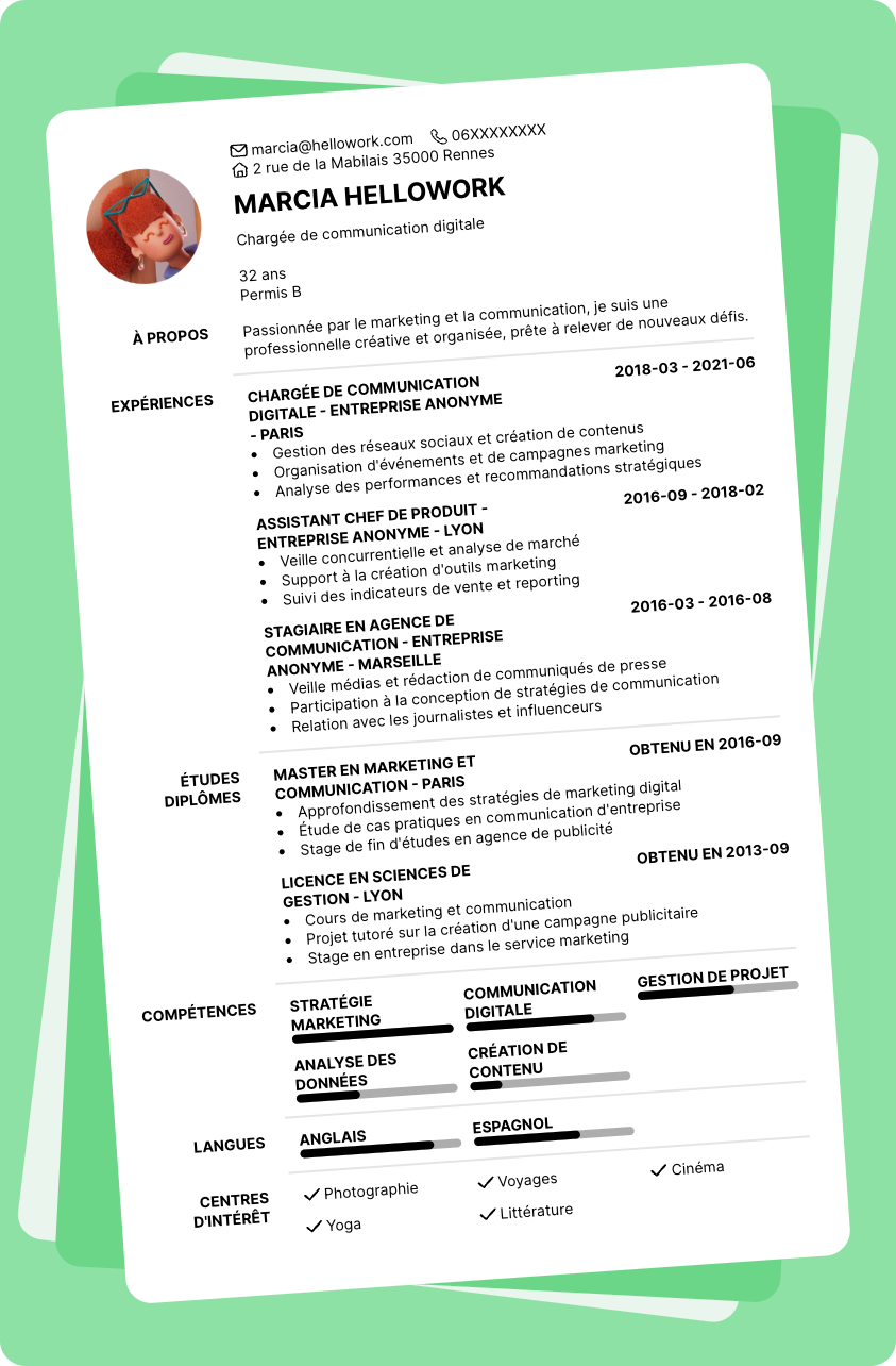 Exemple CV Marketing Communication