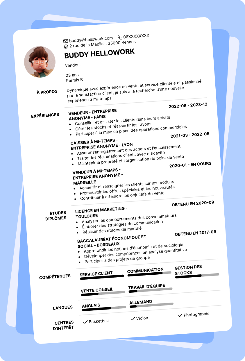 Exemple CV Mi temps