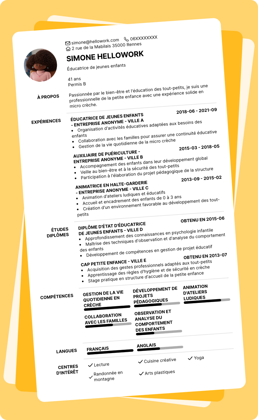 Exemple CV Micro creche