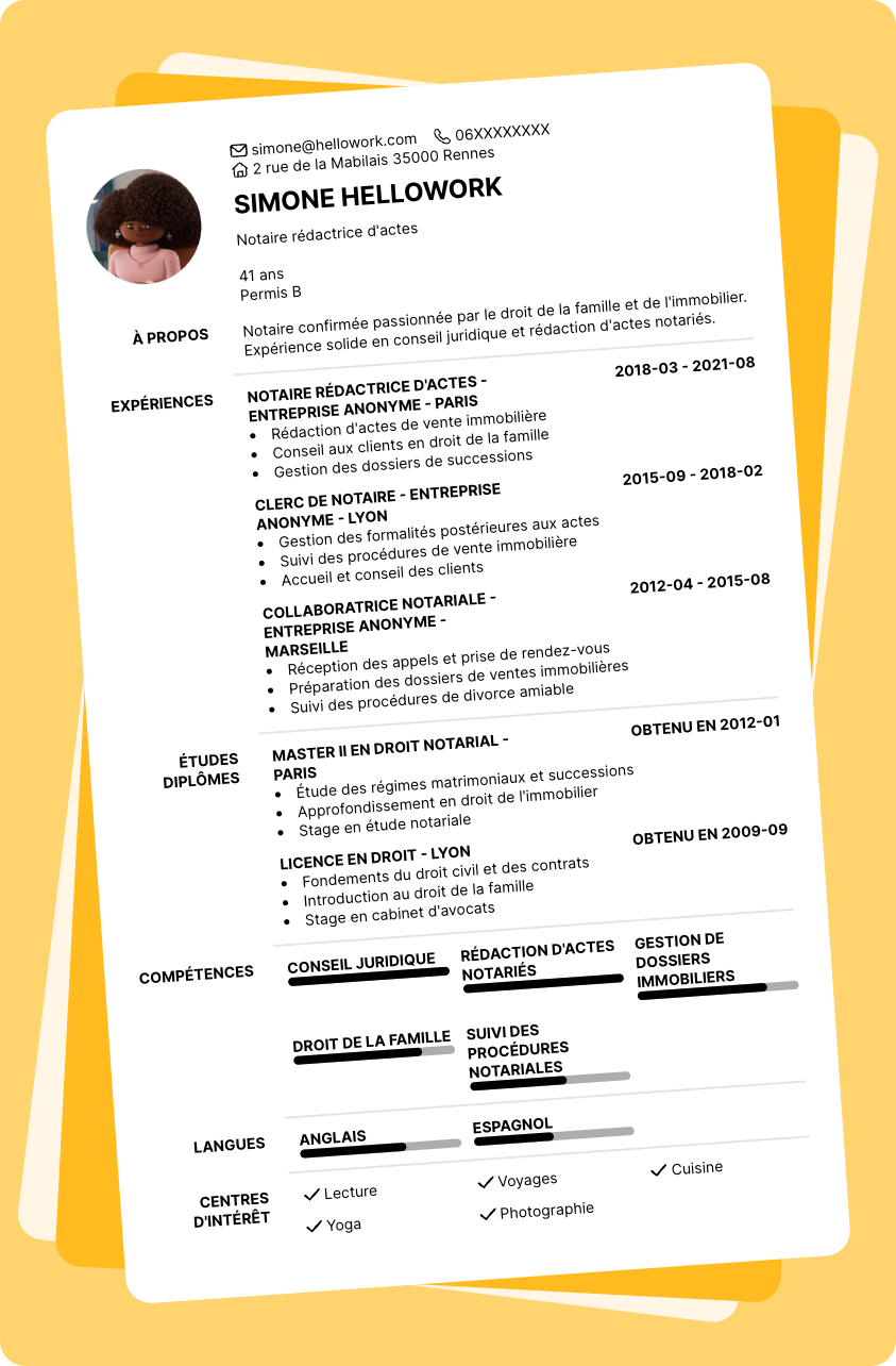 Modèle CV Notariat Exemple CV Notariat