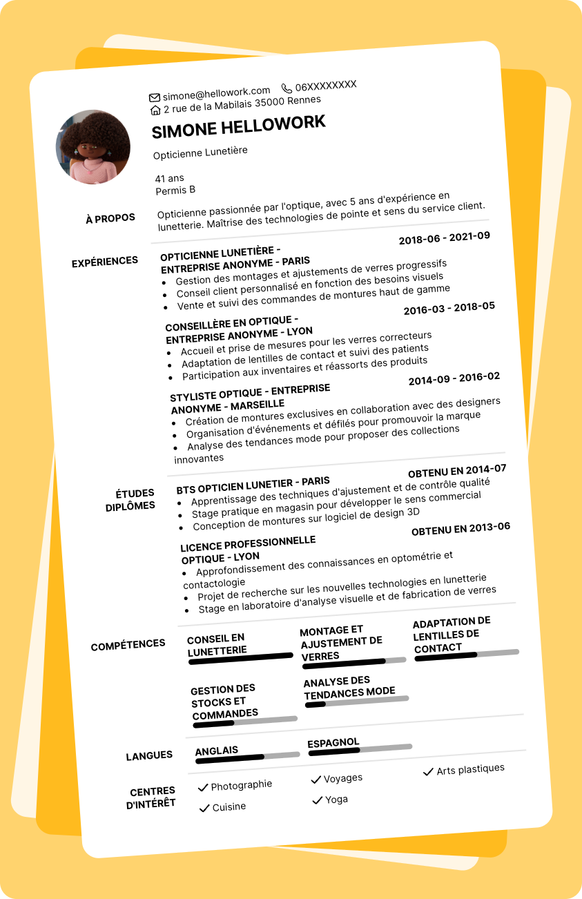 Exemple CV Optique