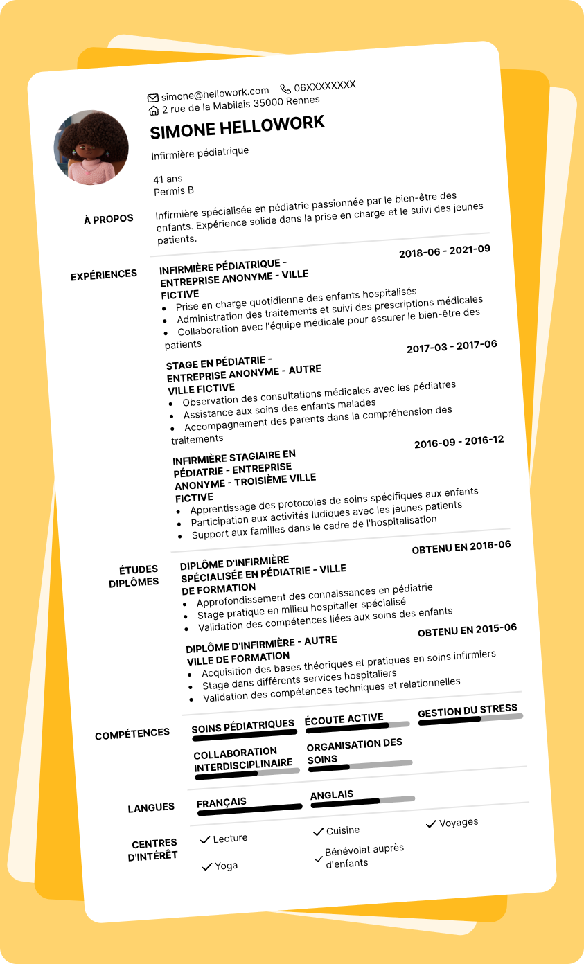 Modèle CV Pediatrie Exemple CV Pediatrie