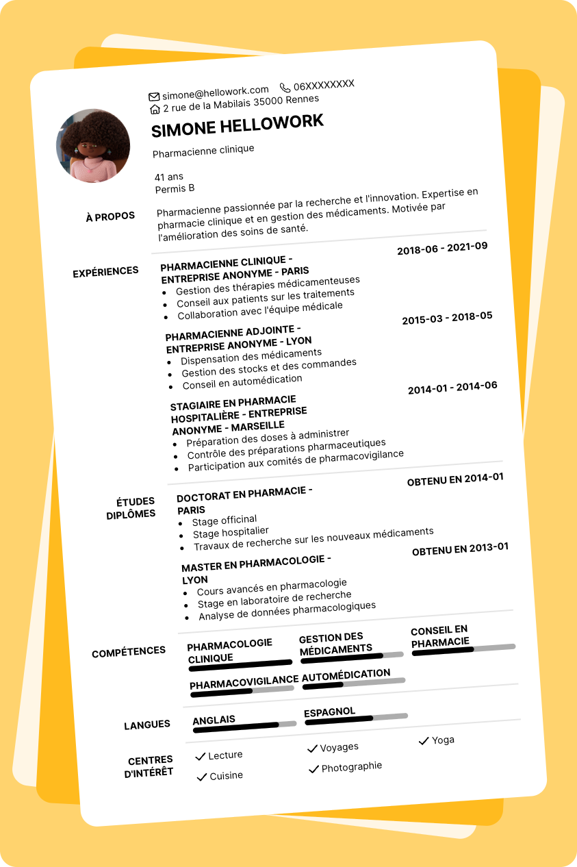 Modèle CV Pharmacie Exemple CV Pharmacie