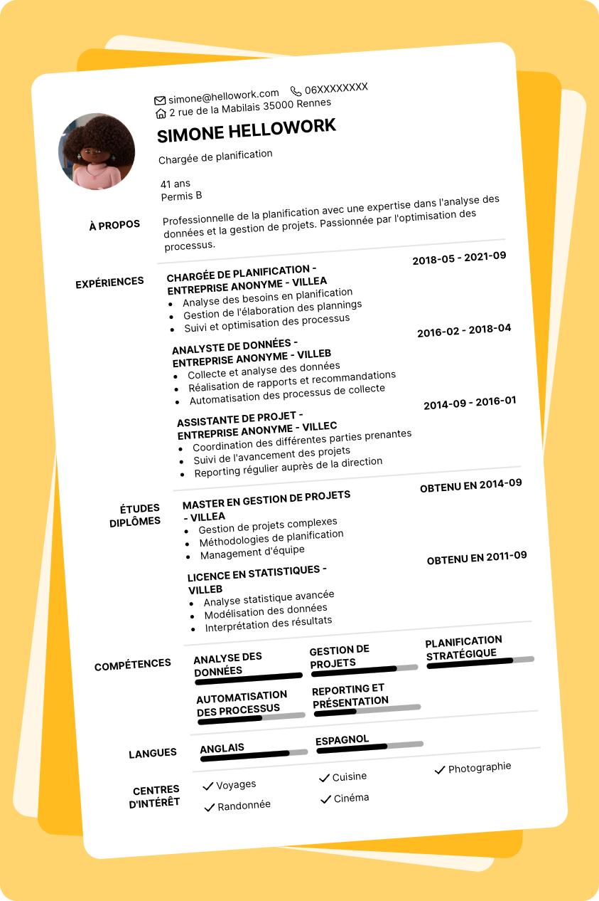 Exemple CV Planification
