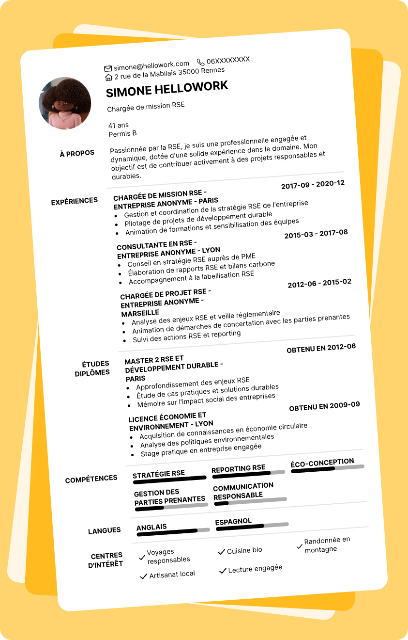 Modèle CV Rse Exemple CV Rse