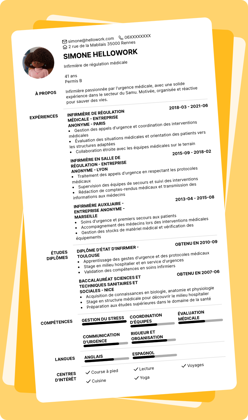 Modèle CV Samu Exemple CV Samu