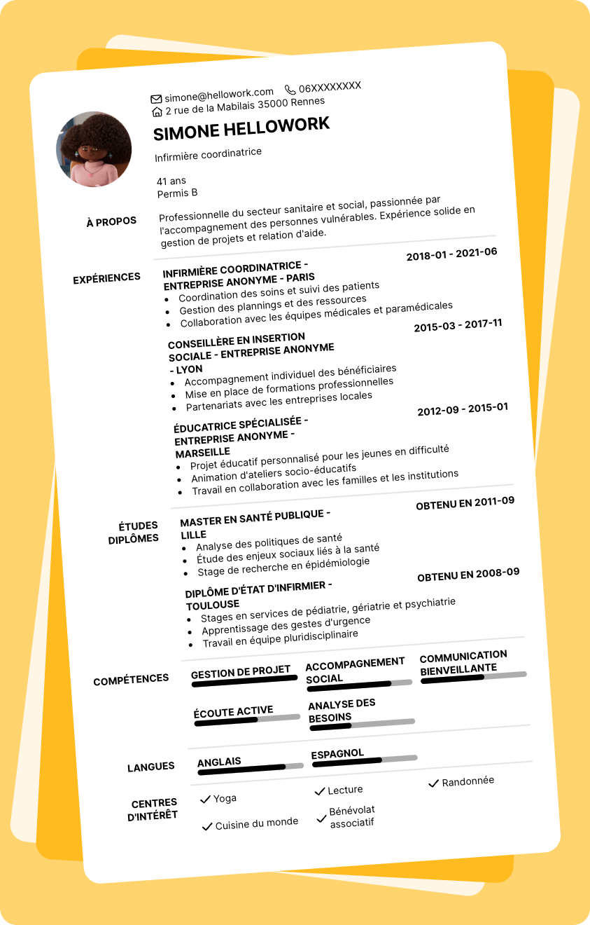 Exemple CV Sanitaire et social