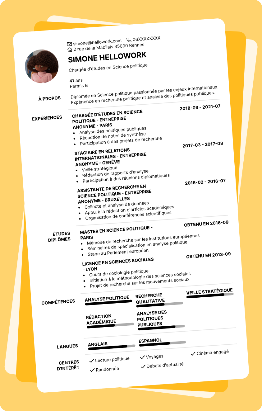 Exemple CV Science politique