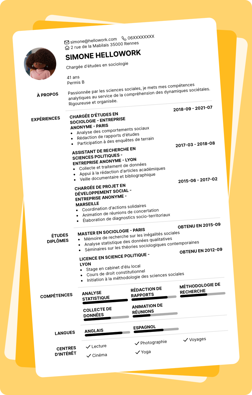 Modèle CV Sciences Sociales Exemple CV Sciences Sociales
