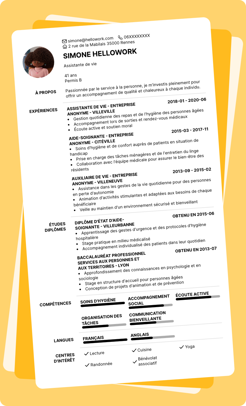 Exemple CV Service à la personne