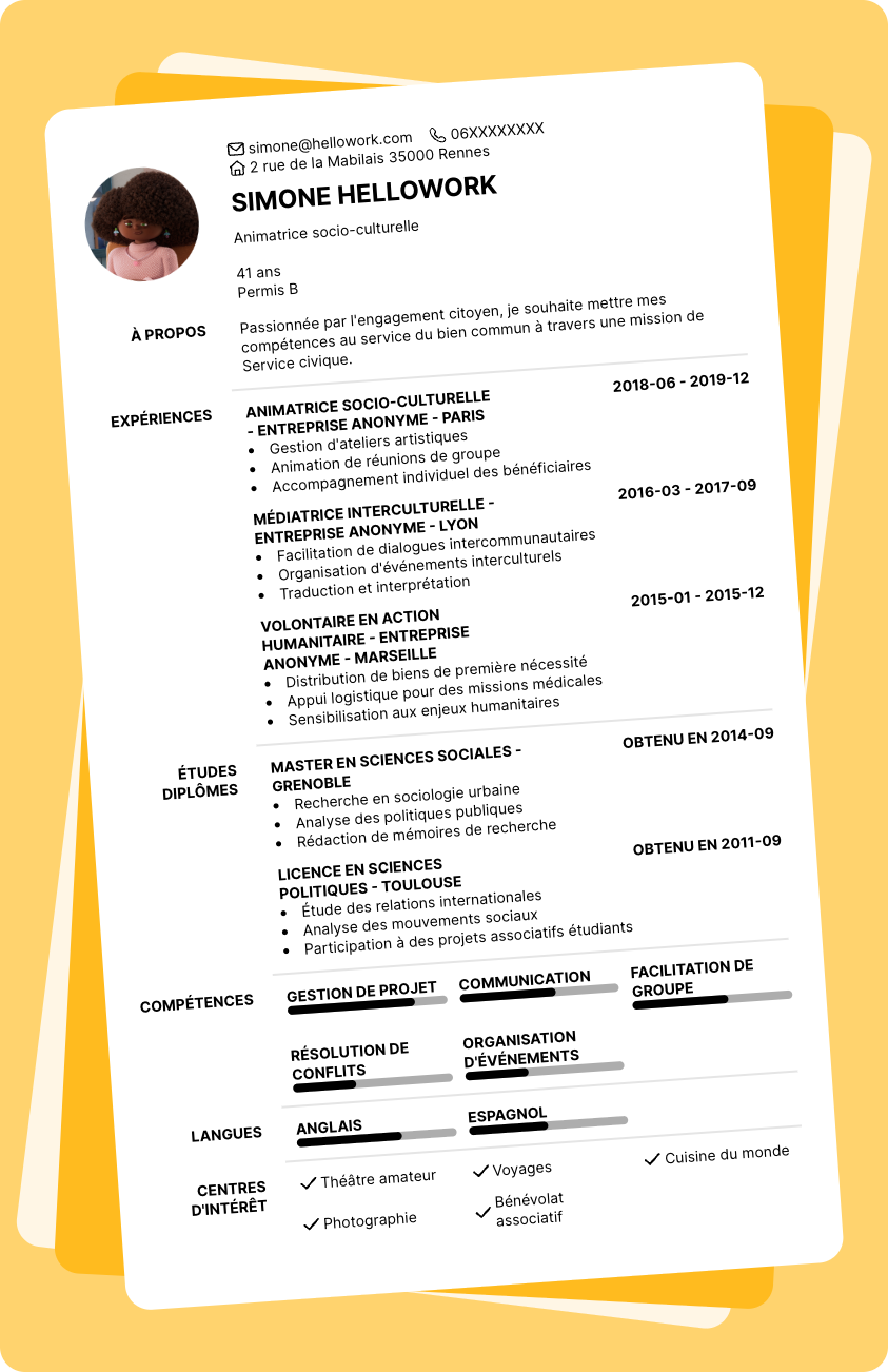 Exemple CV Service civique