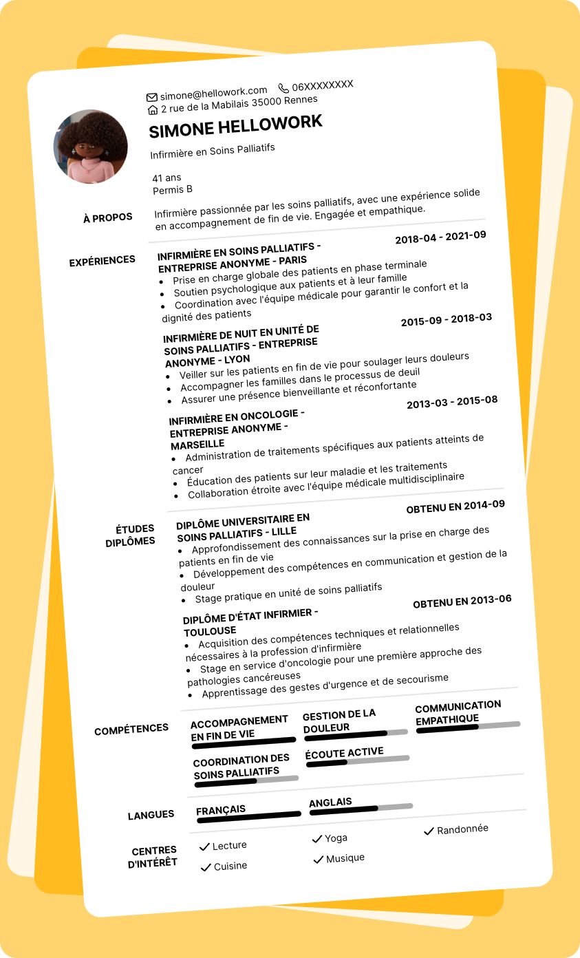 Exemple CV Soins Palliatifs