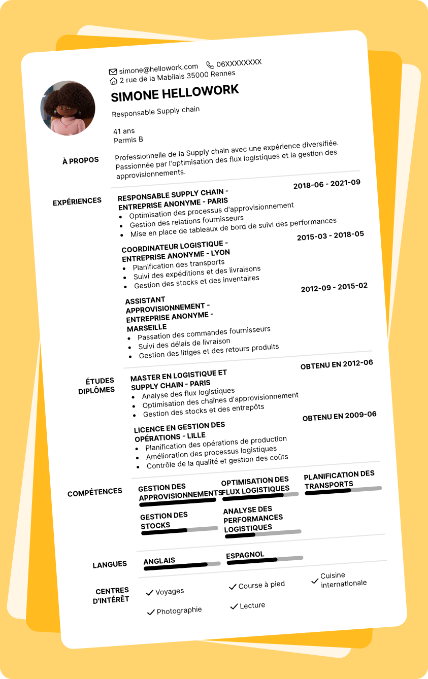 Exemple CV Supply chain